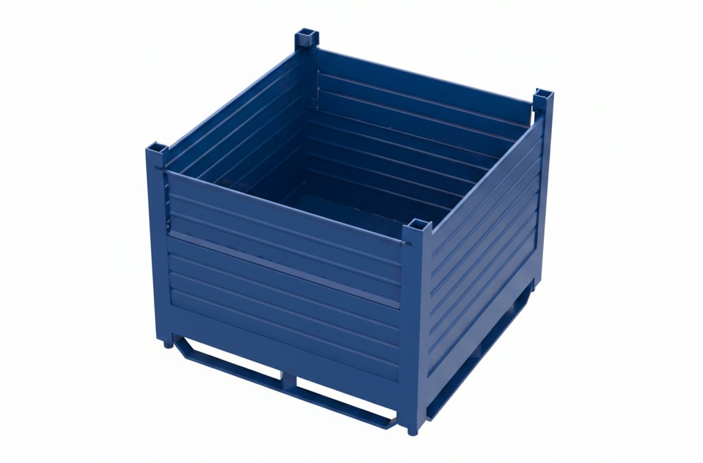 engineer designing custom corrugated metal bins on CAD software at a desk