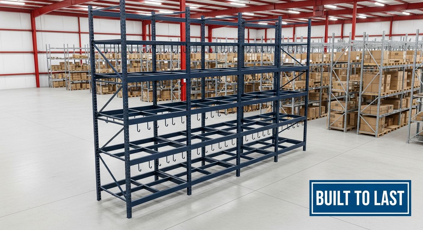 custom reusable dunnage rack built to last in a manufacturing warehouse