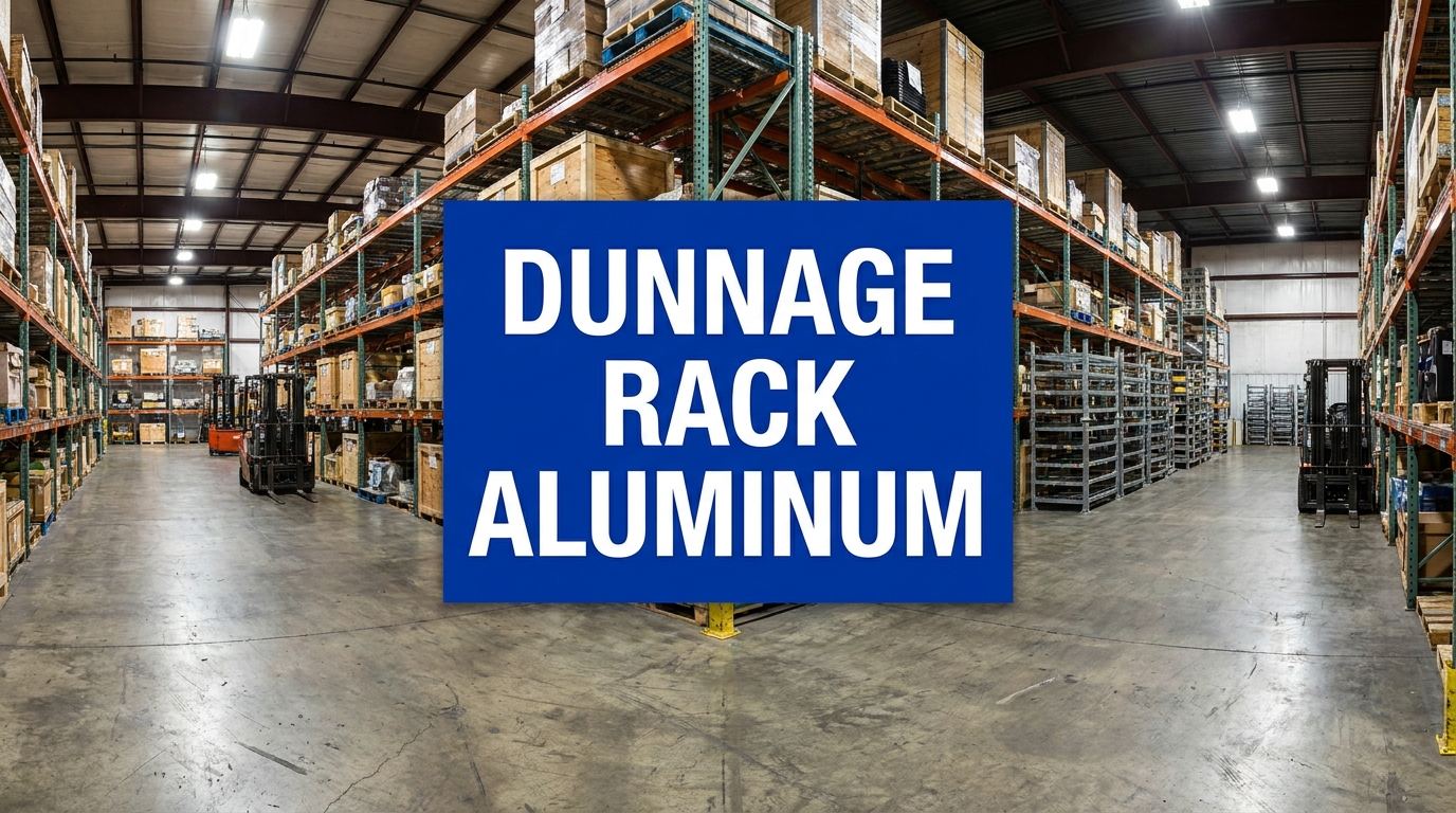 Dunnage rack aluminum sign in warehouse storage facility