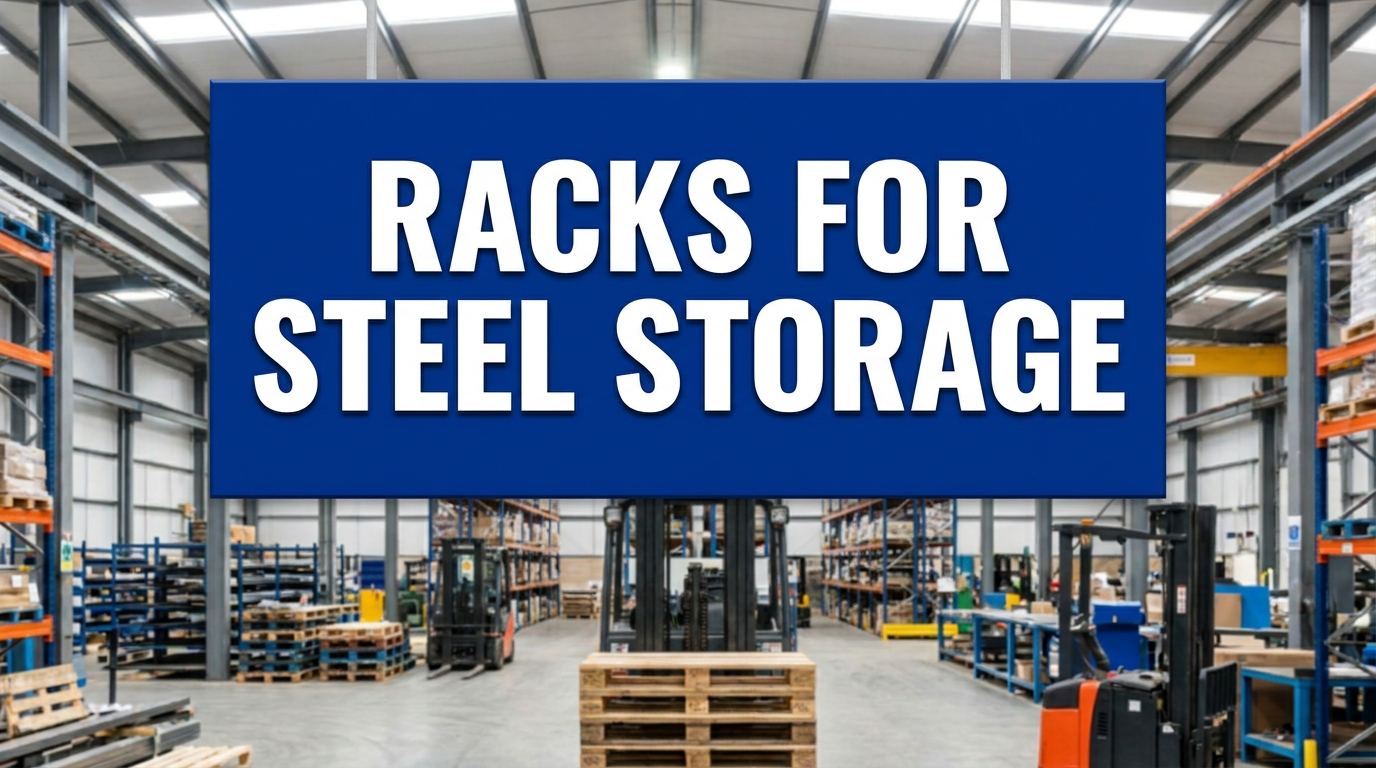 Racks for steel storage in a manufacturing warehouse facility