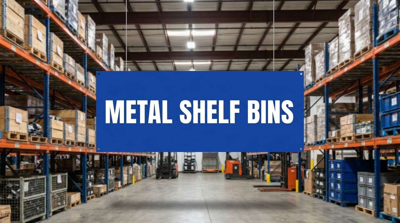 Metal shelf bins guide for manufacturing and warehouse facilities